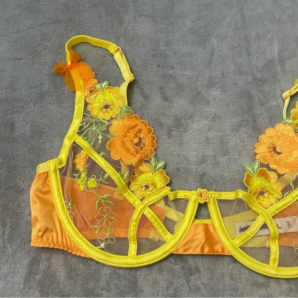 New! For Love and Lemons neon rose bra 24568